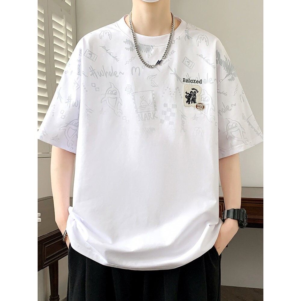 青少年短袖t恤男孩13-15岁初高中学生帅气夏装14大童宽松棉体恤衫