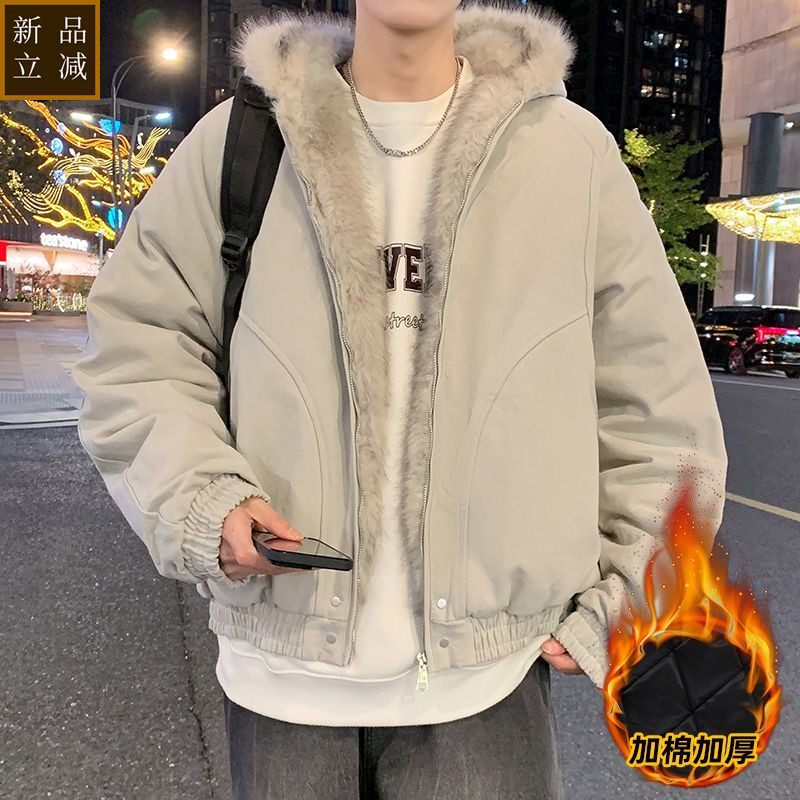 品质重磅美式复古座山雕毛领外套男小众潮牌设计感痞帅冬季连帽棉