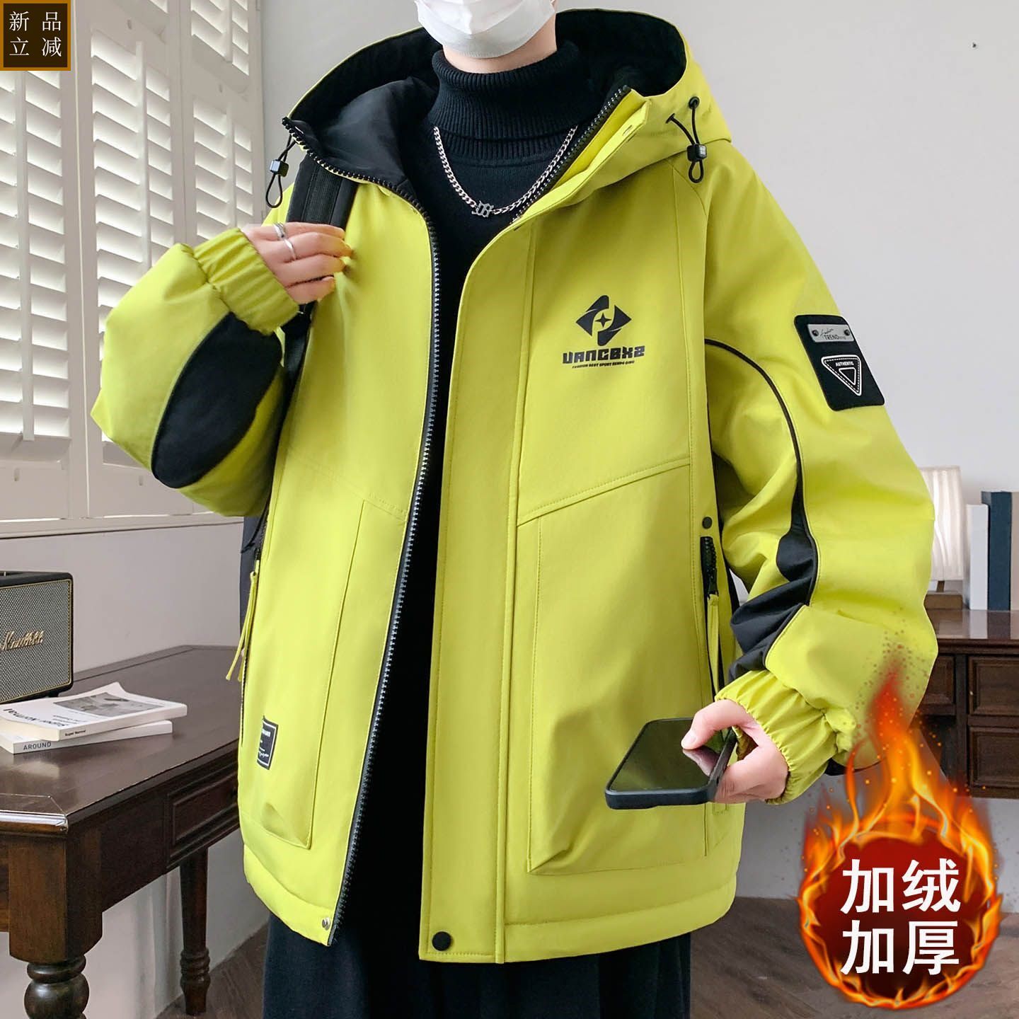 品质冬季加绒加厚棉衣男士夹克外套青少年棉服冲锋衣学生男装连帽