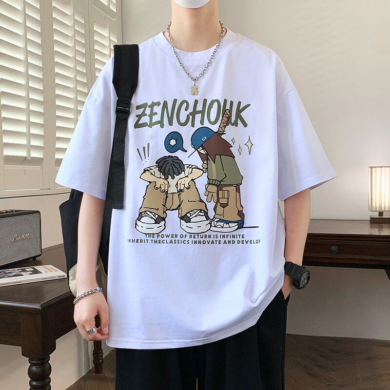 半袖青少年大童夏装体恤上衣纯棉短袖t恤男孩初高中学生潮流帅气