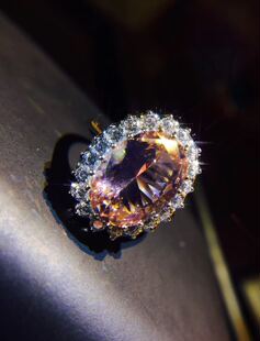 意大利进口纯银溶金8克拉合成摩根石鸽子蛋豪镶不变色戒指环包邮