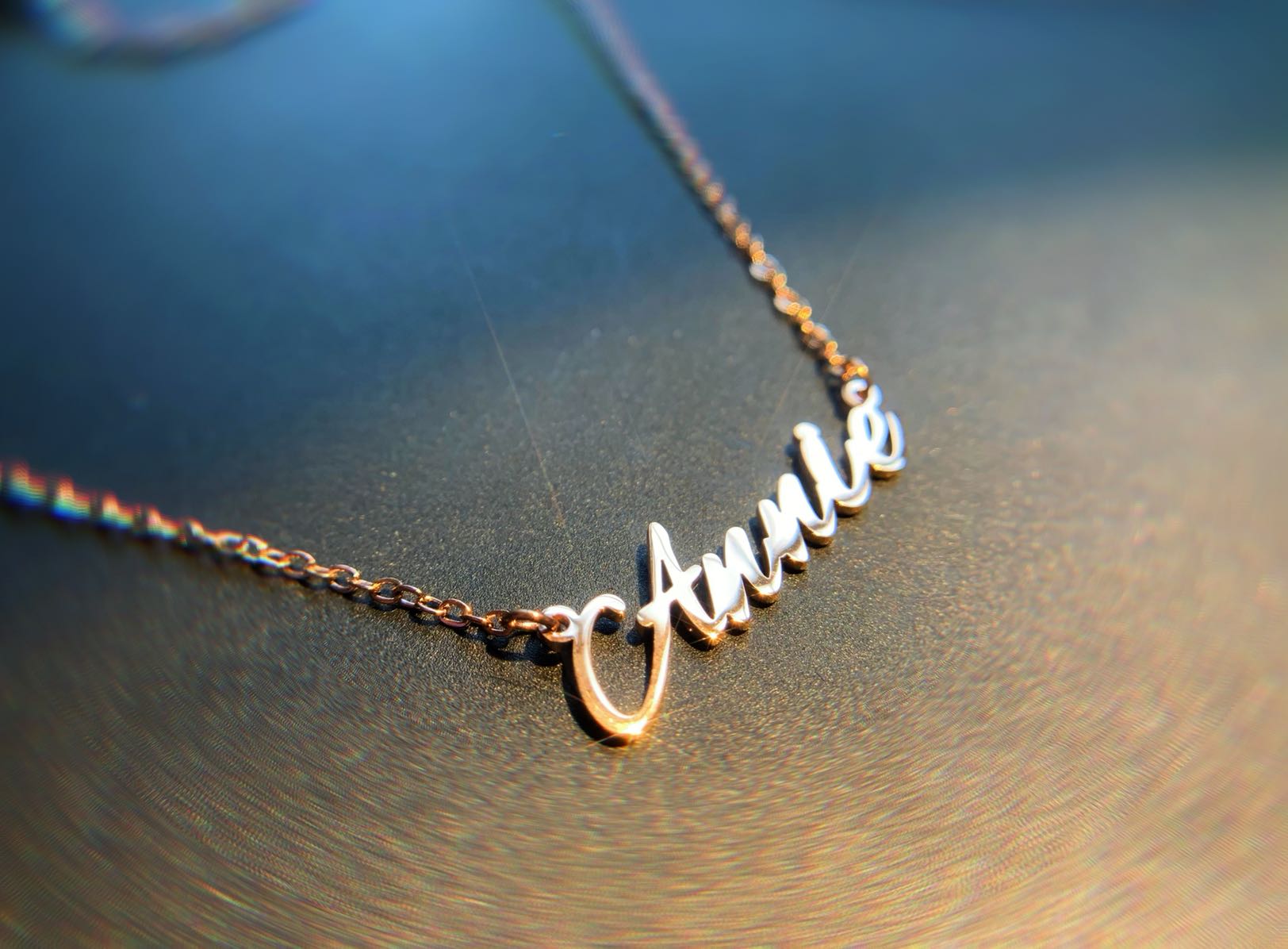 玫瑰金不变色刻字礼物手链