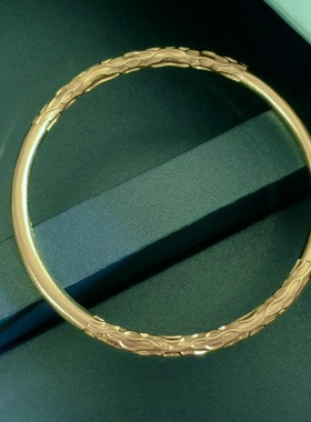 古法黄金包24k足金真金祥云如意手镯国风开口保色999标实心加大码