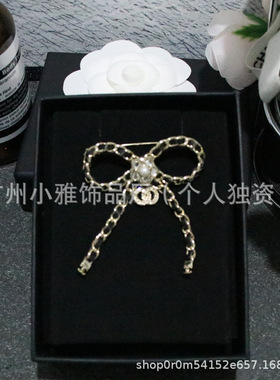 新款25B黑色穿皮蝴蝶结胸针高级感时尚气质百搭衣服配饰 现货批发