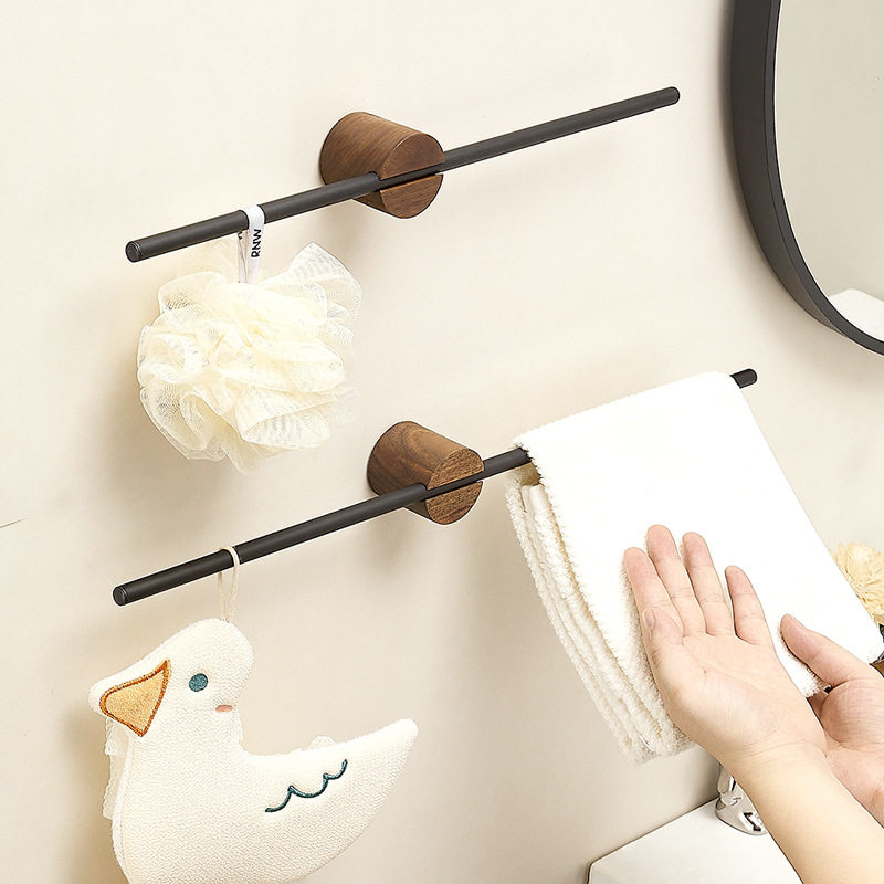 胡桃木一字毛巾架壁挂单杆极简风免打孔卫生间浴室洗漱台置物架子,家庭/个人清洁工具,毛巾挂/毛巾架,淘宝优惠券,粉丝福利购,淘宝优惠卷