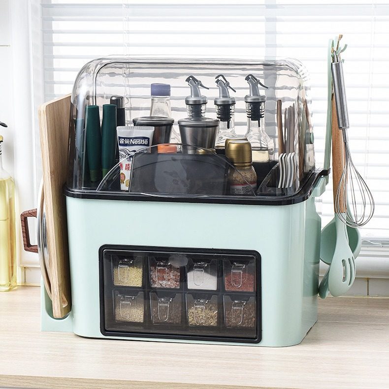 刀架厨房置物架八格调味瓶架子收纳神器调料盒筷子收纳盒带盖储物,厨房/烹饪用具,抹布架/厨房清洁收纳架,淘宝优惠券,粉丝福利购,淘宝优惠卷