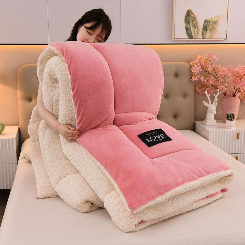 LAMBS WOOL QUILT WINTER QUILT QUILT THICKENED DOUBLE-SIDED PLUSH WARM DORMITORY SINGLE AND DOUBLE STUDENTS AUTUMN AND WINTER QUILT CORE 10 POUNDS