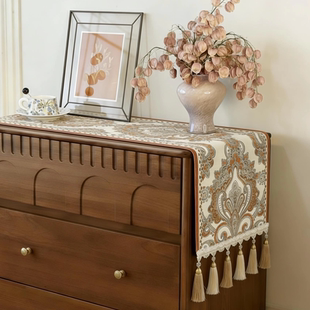 美式桌旗欧式复古茶几斗柜电视柜盖布餐桌布法式长条装饰鞋柜台布