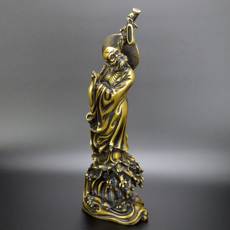 铜达摩祖师摆件大号黄铜铜器仿古工艺品家居装饰品客厅办公室摆设