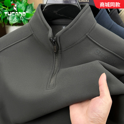 啄木鸟2025新款加绒加厚男士卫衣