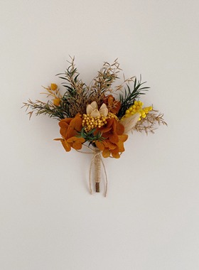 结婚橙色伴娘手腕花永生花定制伴郎团襟花干花新郎新娘婚礼胸花