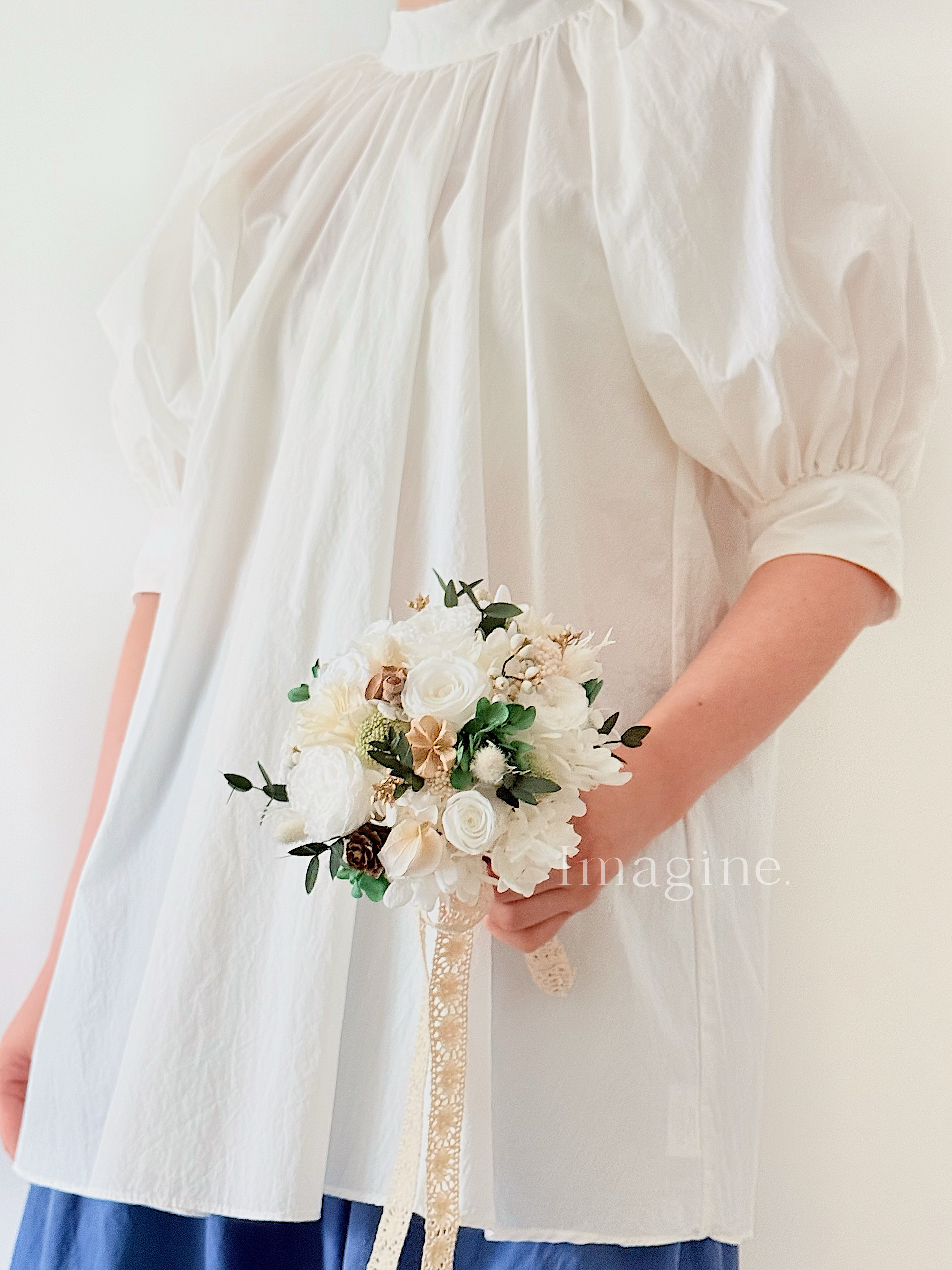 想象STUDIO小众婚礼新娘手捧花定制 清新ins风永生花手捧花领证