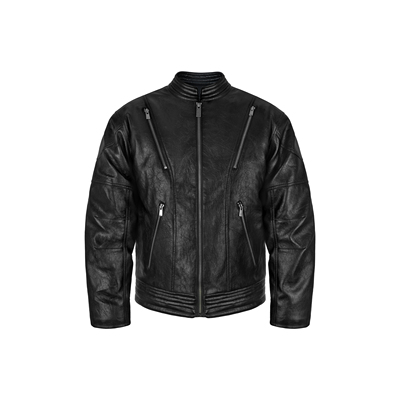 ANTIDOTE哈灵顿立领皮衣男美式拉链拼接pu皮夹克正肩复古机车外套