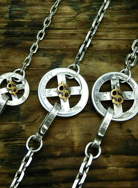 复古做旧925银老银币925银太角链