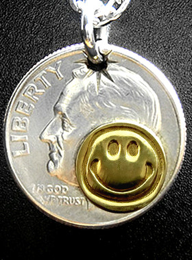 手工制作10美分硬币男女项链吊坠