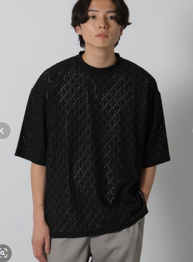 日单LK男式休闲蕾丝网眼透气短袖T恤