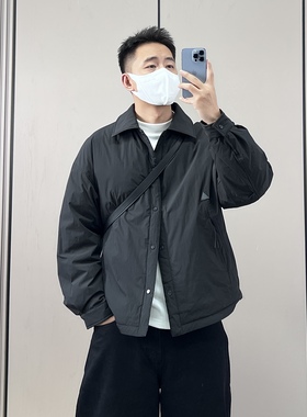 梅一天高级感简约设计轻薄款翻领羽绒服男秋冬休闲百搭白鸭绒外套