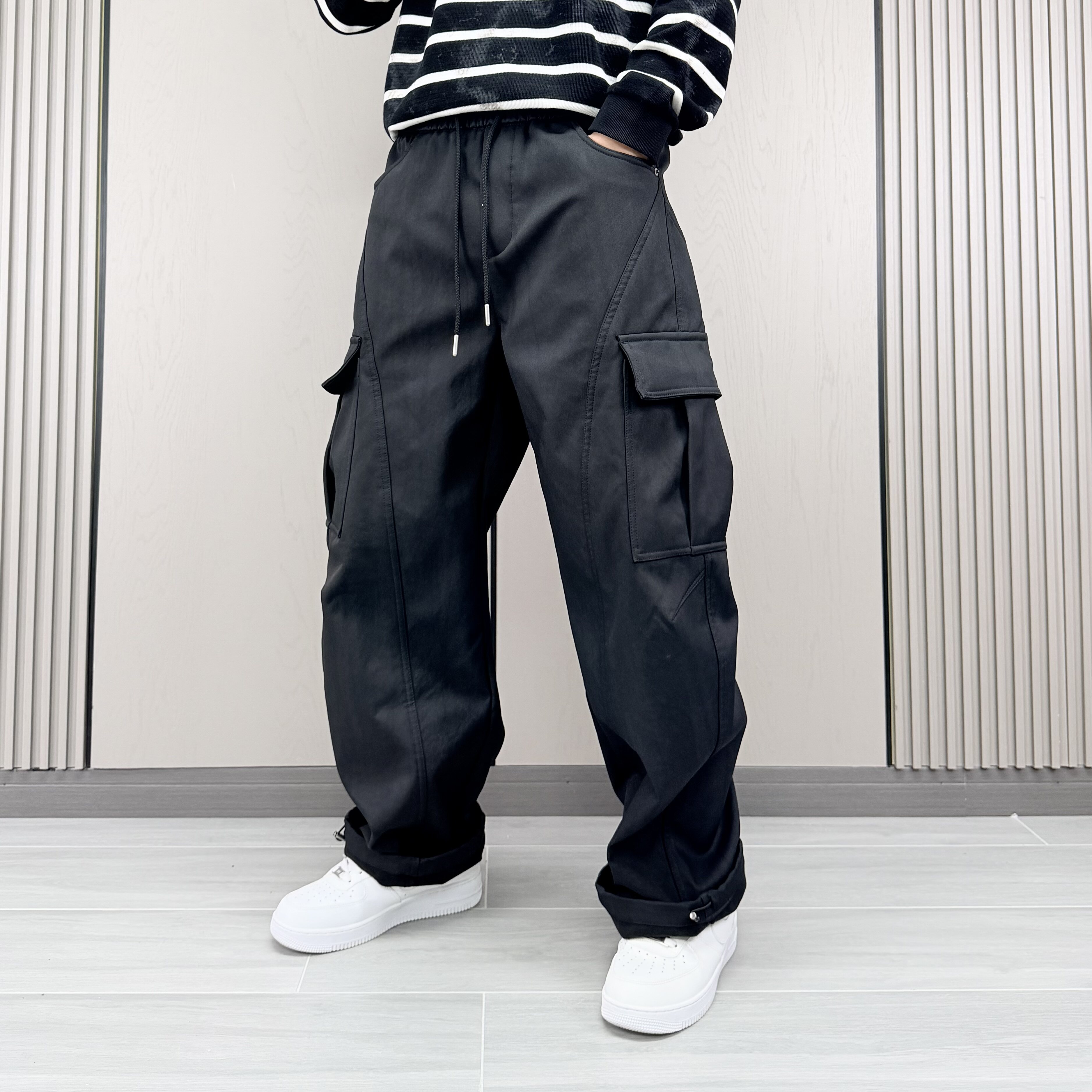 重磅水洗直筒工装长裤男秋冬