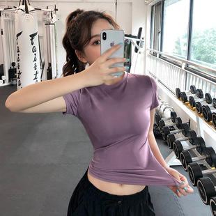 瑜伽服女休閑運動服上衣簡約跑步訓練速干健身服t恤韓范 健身短袖