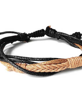 棕色原创编织手链蜡线复古