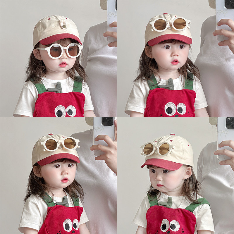 宝宝鸭舌帽带墨镜2025新款