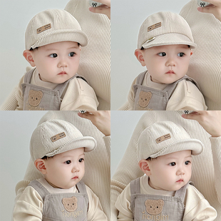 婴幼儿鸭舌帽秋冬保暖灯芯绒男女宝宝棒球帽短檐男女童遮阳帽韩版