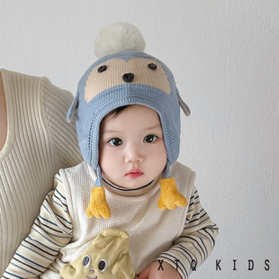 宝宝帽子秋冬季护耳套头帽2025新款小月龄婴幼儿包耳帽冬天保暖潮