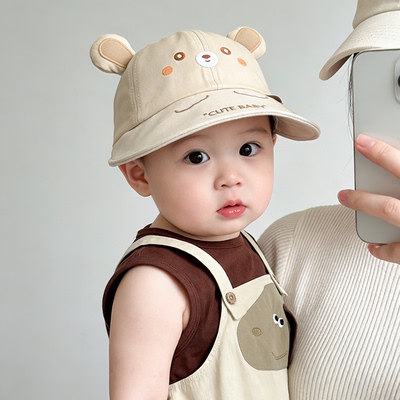 宝宝帽子春秋户外出游防晒遮阳帽超萌卡通男女儿童大檐鸭舌帽一岁