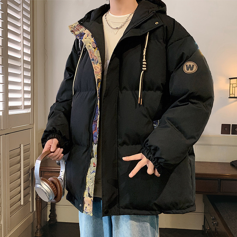 冬季国潮加厚棉衣男青少年潮牌大码羽绒棉服宽松显瘦直筒帅气棉袄