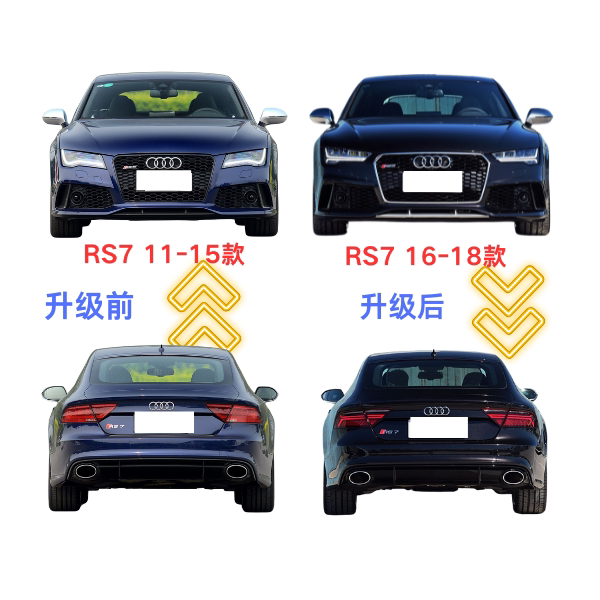 适用于奥迪A7 10-15款升级16-18款RS7套件前脸升级黑武士改装尾唇
