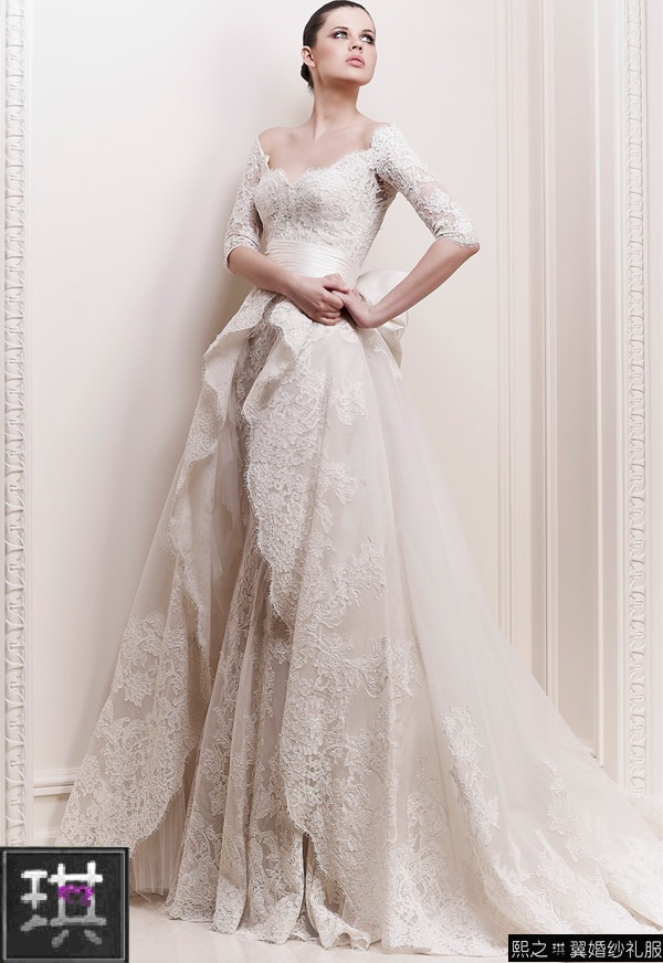 Plans to customize Zuhair Murad one word Long sleeve V-neck Paige Show thin Removable Tailing Wedding dressin the Women's clothing/Boutique , Wedding/Cheongsam/Formal dress , Wedding  category - from Buy2taobao.com to provide professional Taobao agent buy service