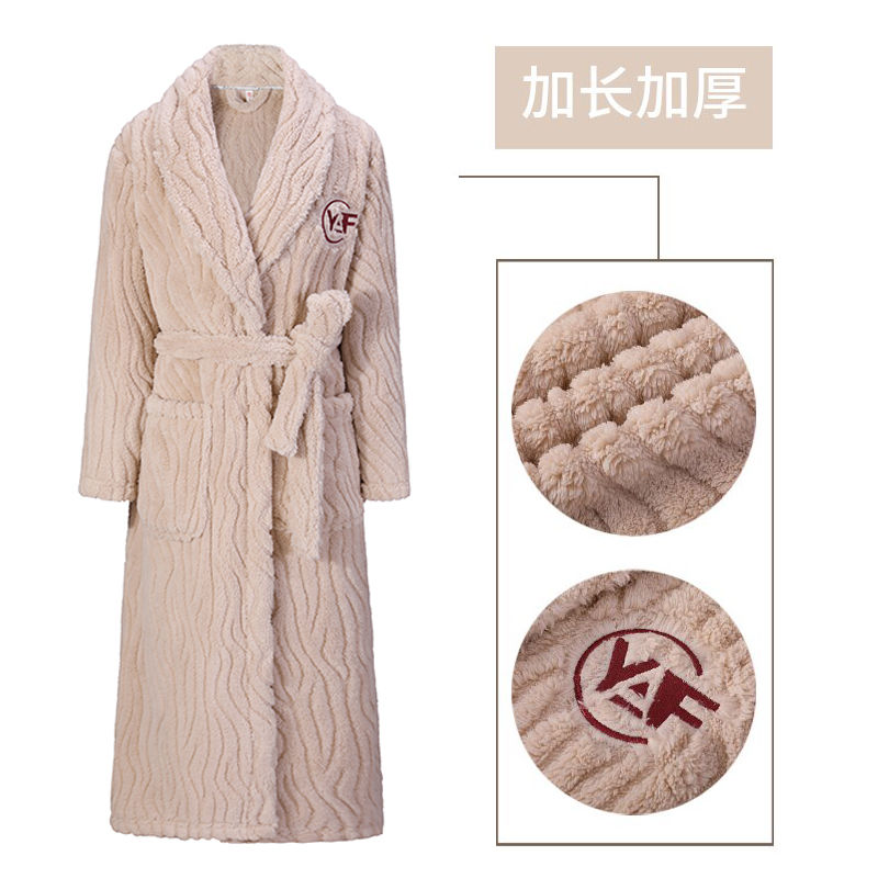 抖音同款睡袍女冬珊瑚绒浴袍情侣加厚加长款晨袍法兰绒男士睡衣