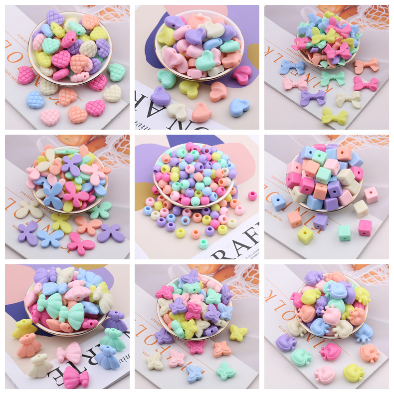 亚克力糖果马卡龙浅色儿童diy手工串珠手机链发夹饰品材料散珠