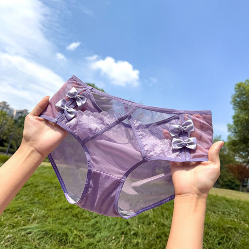 【90-200斤】女士网纱内裤细腻柔软蝴蝶刺绣镂空性感高弹大码内裤
