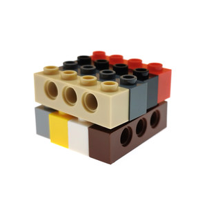 LEGO乐高 3701科技配件方梁 1x4带3孔砖黑白红蓝浅灰深灰