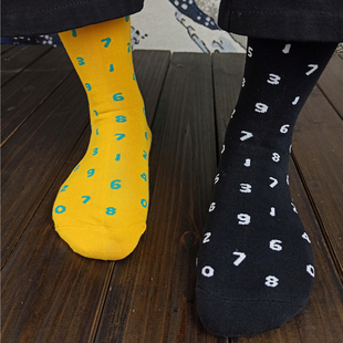 袜子铺子无骨日本日系日单彩色数字精梳全棉中筒袜糖果色女袜