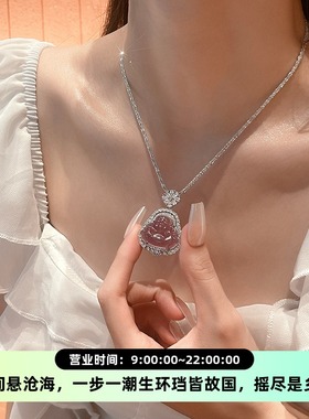 闪钻冰紫佛吊坠项链女款vintage新中式轻奢小众设计高级感锁骨链
