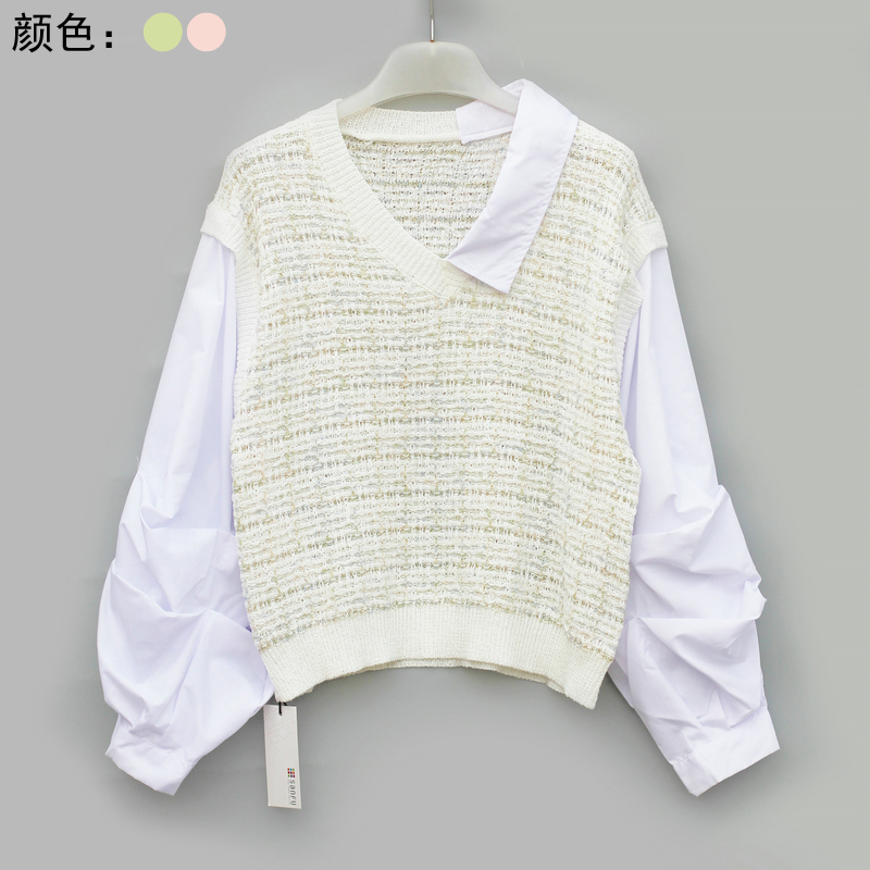 不对称翻领粗花针织衫品牌折扣