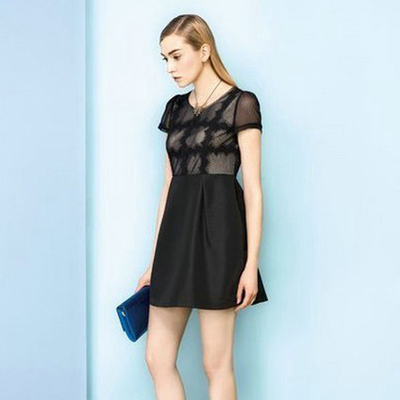 品牌撤柜夏装修身显瘦短袖连衣裙