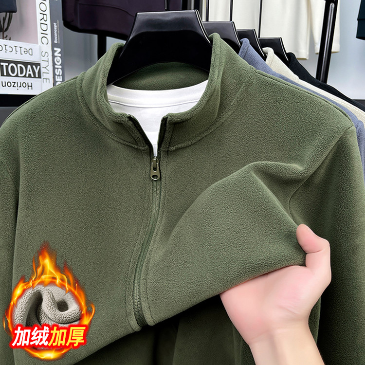 鄂尔多斯牧王常规标准绒布口袋春秋冬卫衣开衫长袖加绒拉链男士