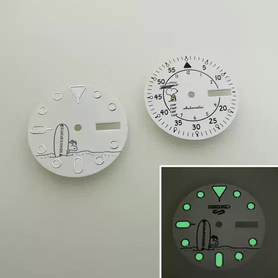 New Nh36 Dial Diameter 28.5mm Green Luminous Cartoon Puppy Mechanical Watch Nh36A Dial Watch Accessories