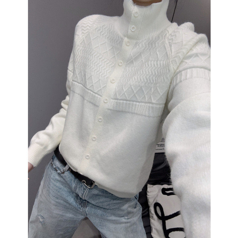 高领针织衫长袖女欧货洋气百搭宽松毛衣开衫外套菱形格提花上衣冬,女装/女士精品,毛针织衫,淘宝优惠券,粉丝福利购,淘宝优惠卷