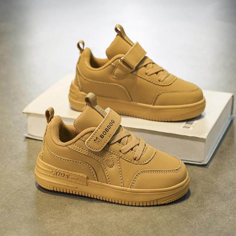 巴布豆板鞋男童鞋子春秋新款皮面防水儿童运动鞋中大童休闲鞋潮牌