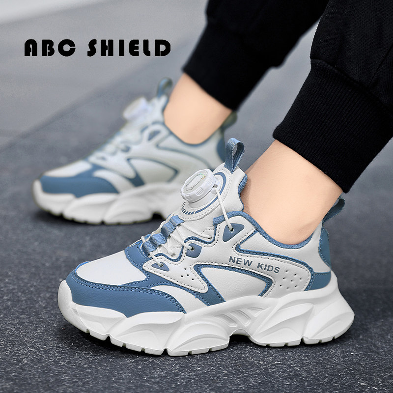 ABC SHIELD童鞋男童鞋子秋冬新款皮面防水轻便软底跑步儿童运动鞋