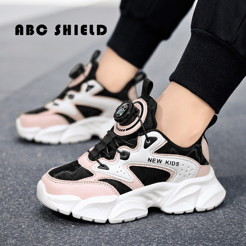 ABC SHIELD女童运动鞋秋冬新款皮面防水中大童轻便软底男孩跑步鞋