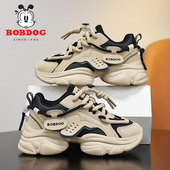 男童鞋 子春秋季 皮面防水儿童运动鞋 巴布豆童鞋 轻便软底女孩老爹鞋