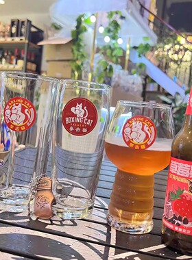 拳击猫啤酒杯550ml精致造型玻璃杯水杯创意小酒杯螺纹杯酒吧精酿