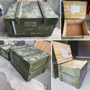 退役旧木箱储物箱大方箱军绿松木大箱子实木箱场地布景76烟炮弹箱