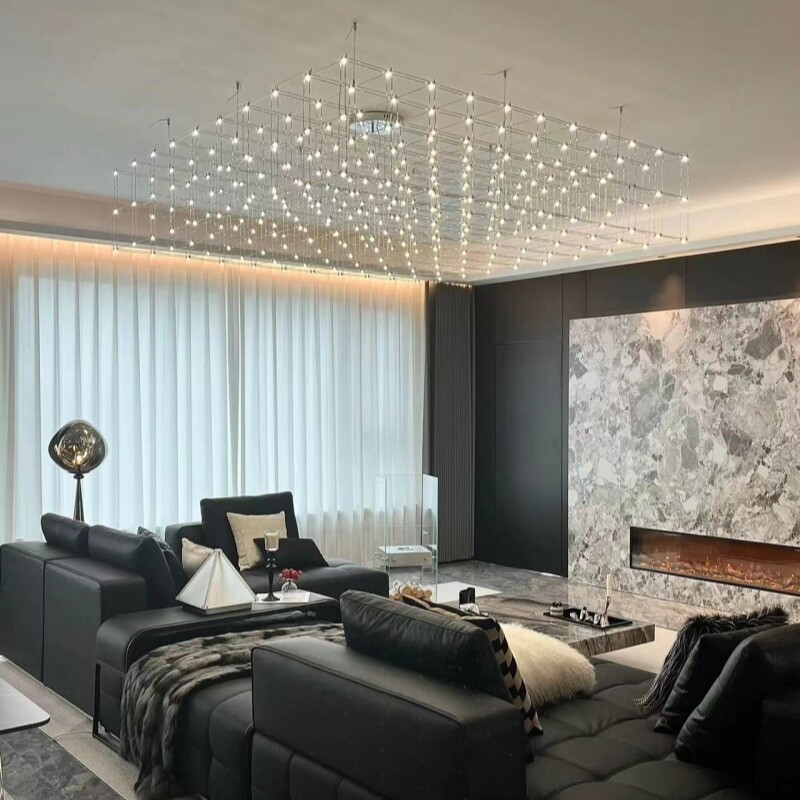 新款304不锈钢餐厅吊灯高级感满天星萤火虫光网红意式吧台灯家用