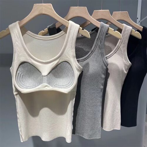 圆领带胸垫遮副乳显瘦吊带背心